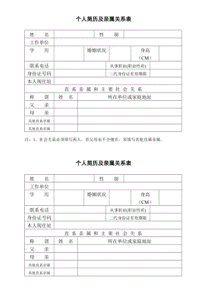 263944022個(gè)人簡(jiǎn)歷及親屬關(guān)系表