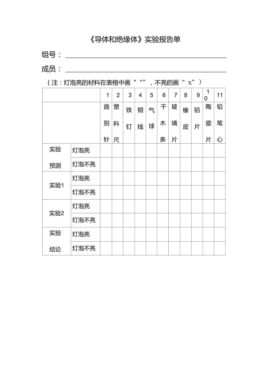 《導體和絕緣體》實驗報告_第1頁