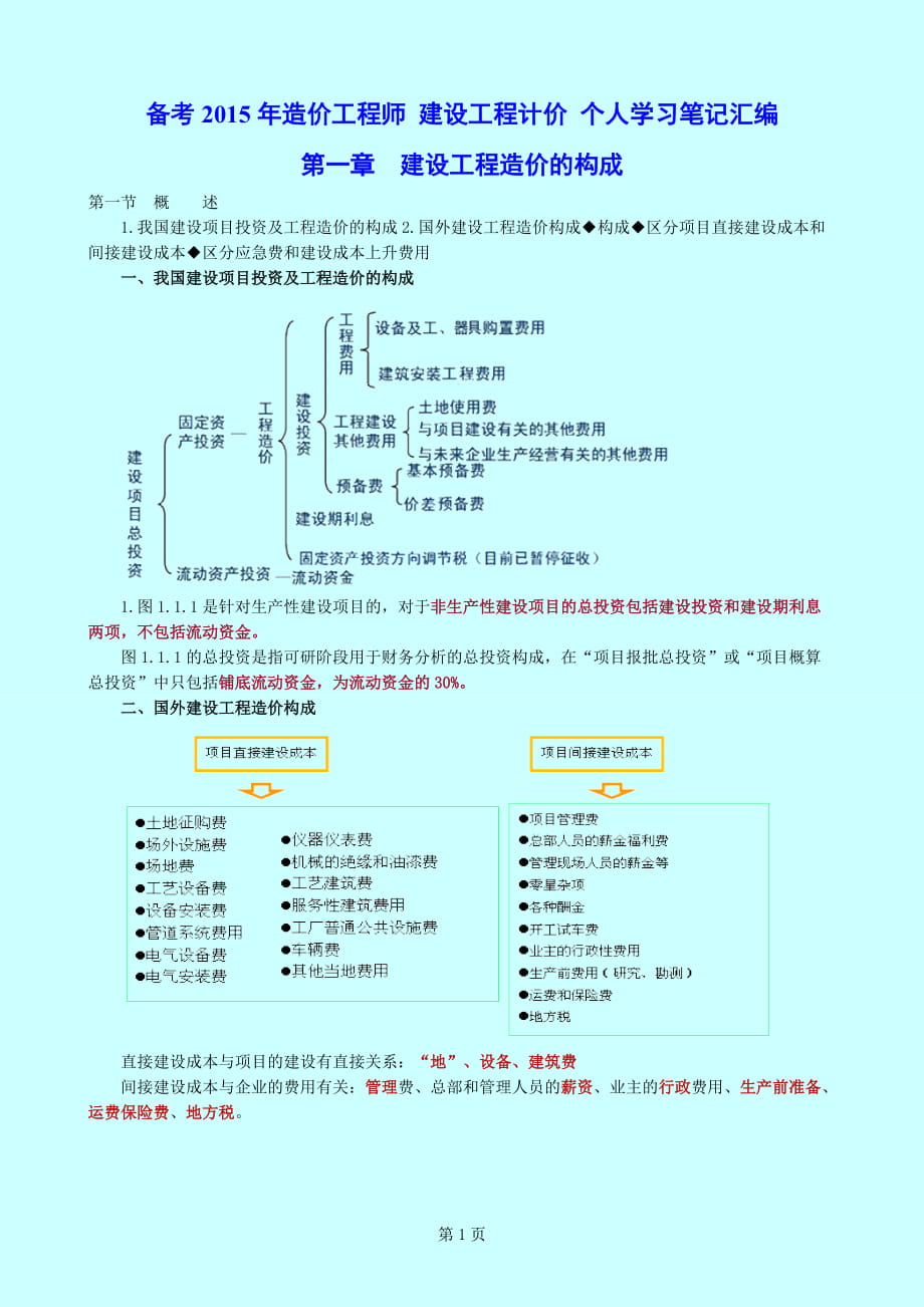 備考造價工程師 建設(shè)工程計(jì)價 個人學(xué)習(xí)筆記匯編_第1頁