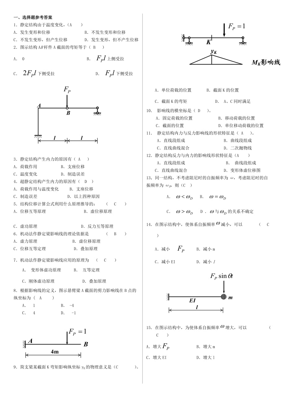 电大工程力学(本科)期末复习考试小抄_第1页