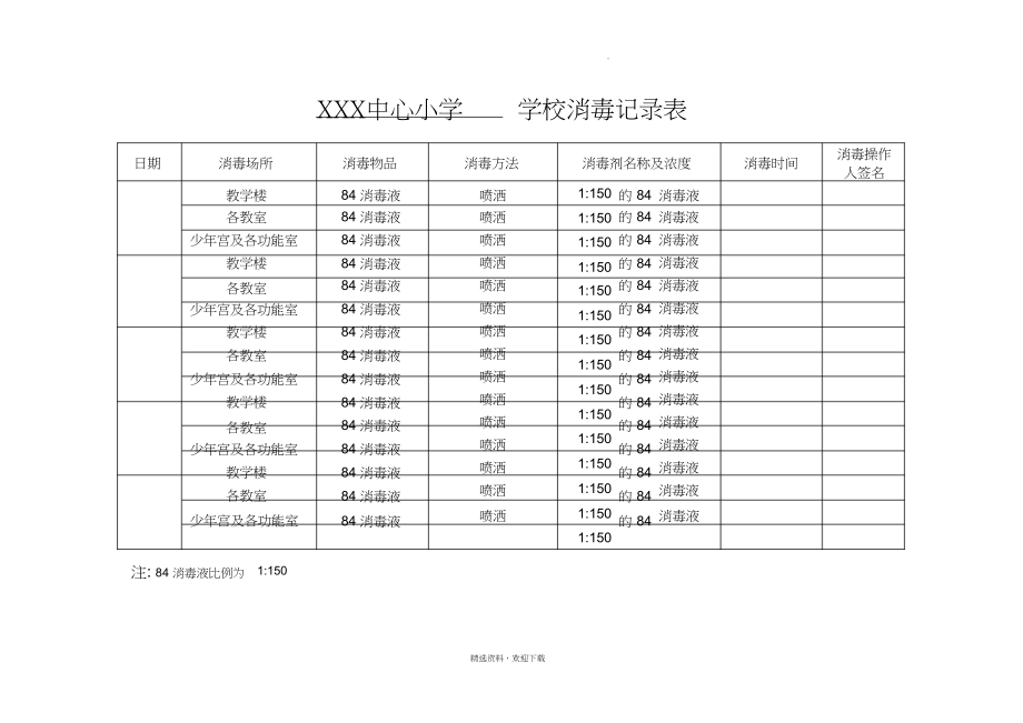 学校消毒记录表