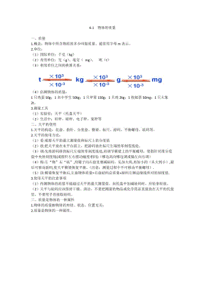 課堂筆記6.1物體的質(zhì)量