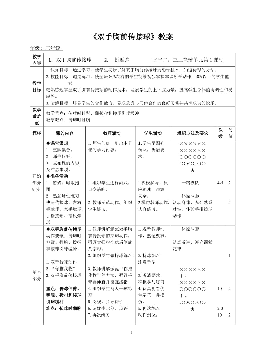 《雙手胸前傳接球》教案_第1頁