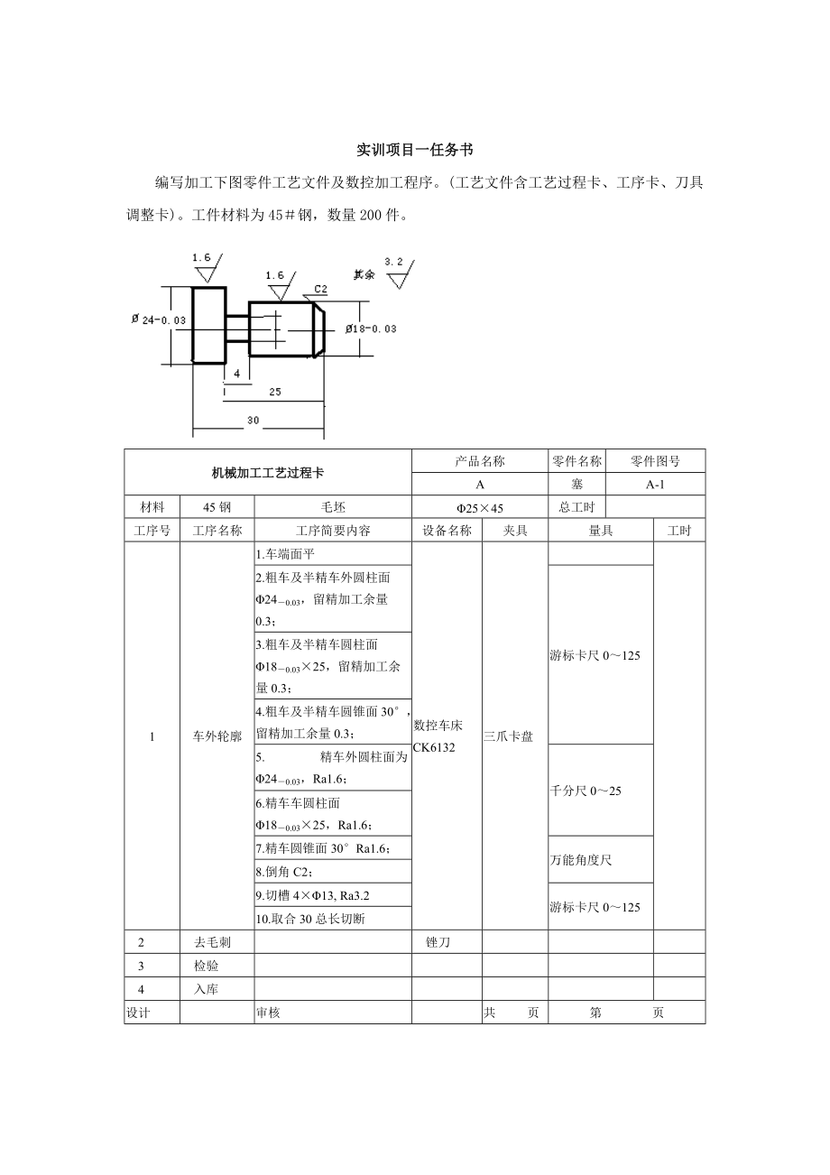 数控加工工艺卡片(范例)_第1页