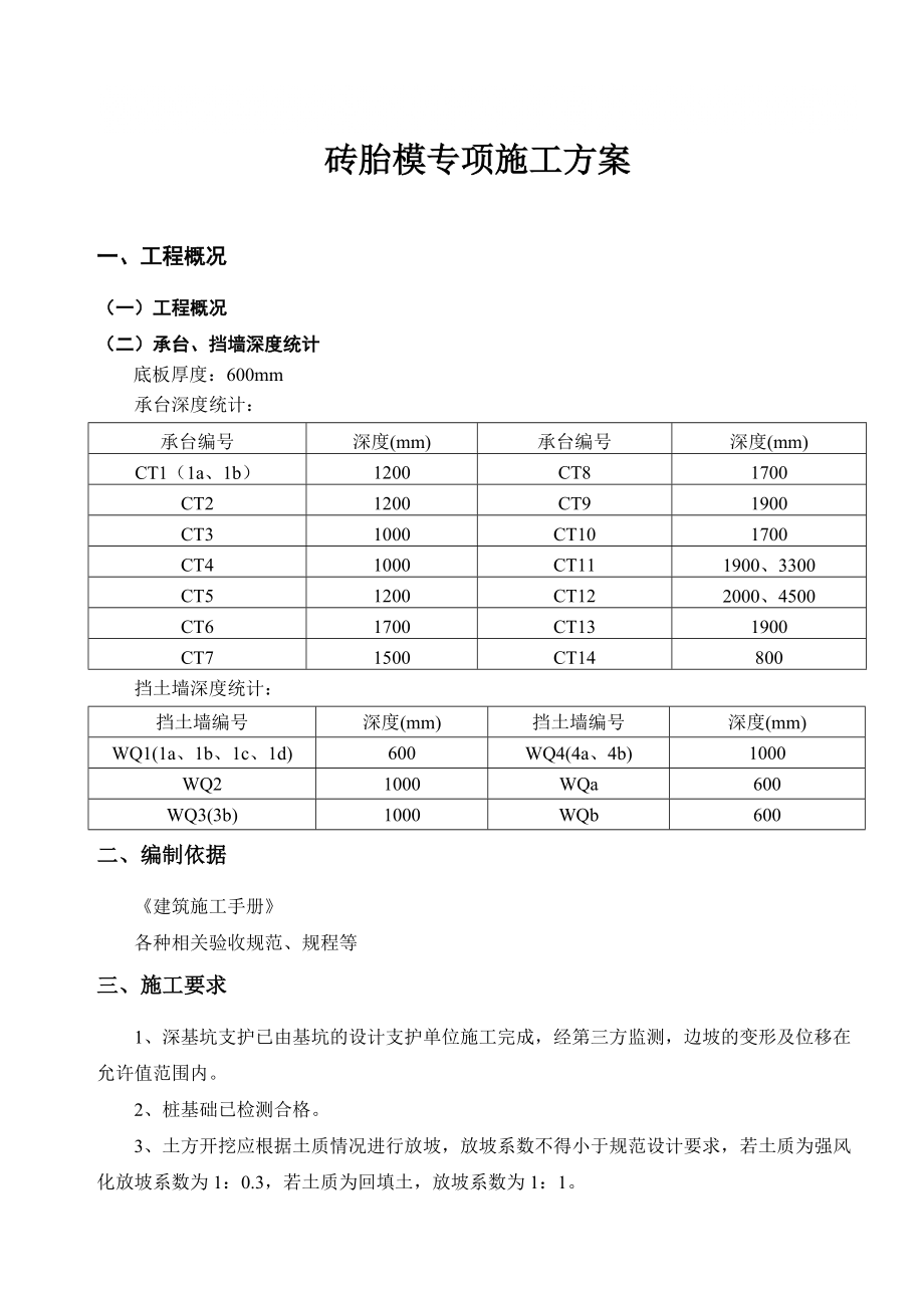 砖胎膜施工方案(全)_第1页