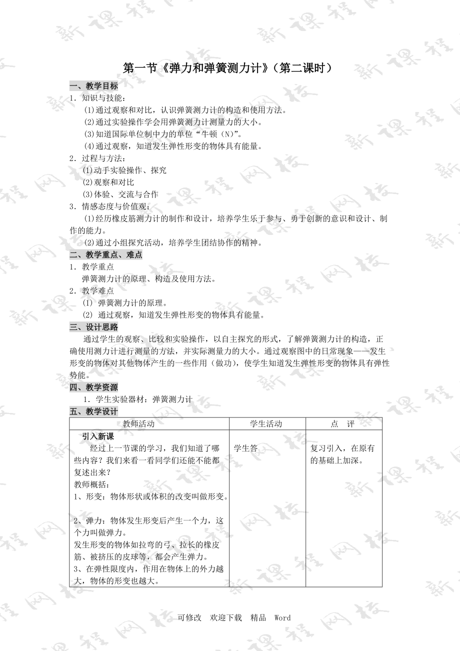 蘇科版八年級下物理《力 彈力》教學設計(2)_第1頁