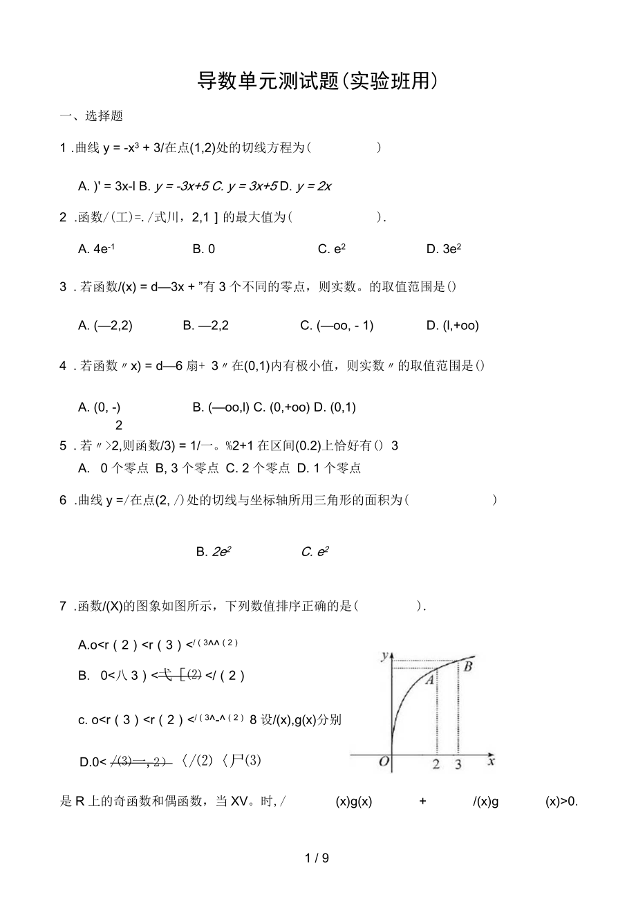 导数单元测试题(含答案)_第1页