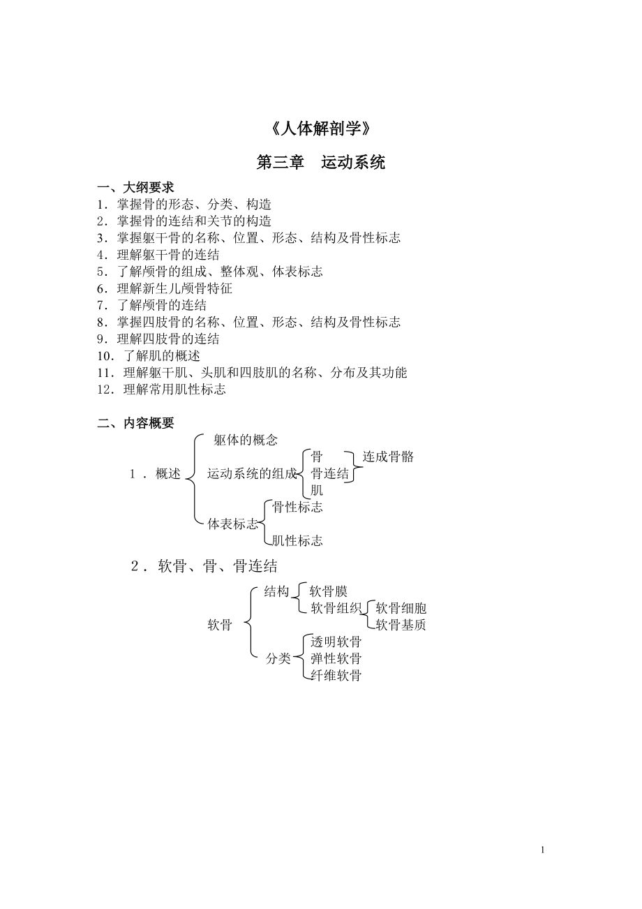 人体解剖学课后习题——运动系统（含答案）_第1页