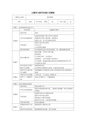 [高一英語(yǔ)]主題單元教學(xué)實(shí)施計(jì)劃模板