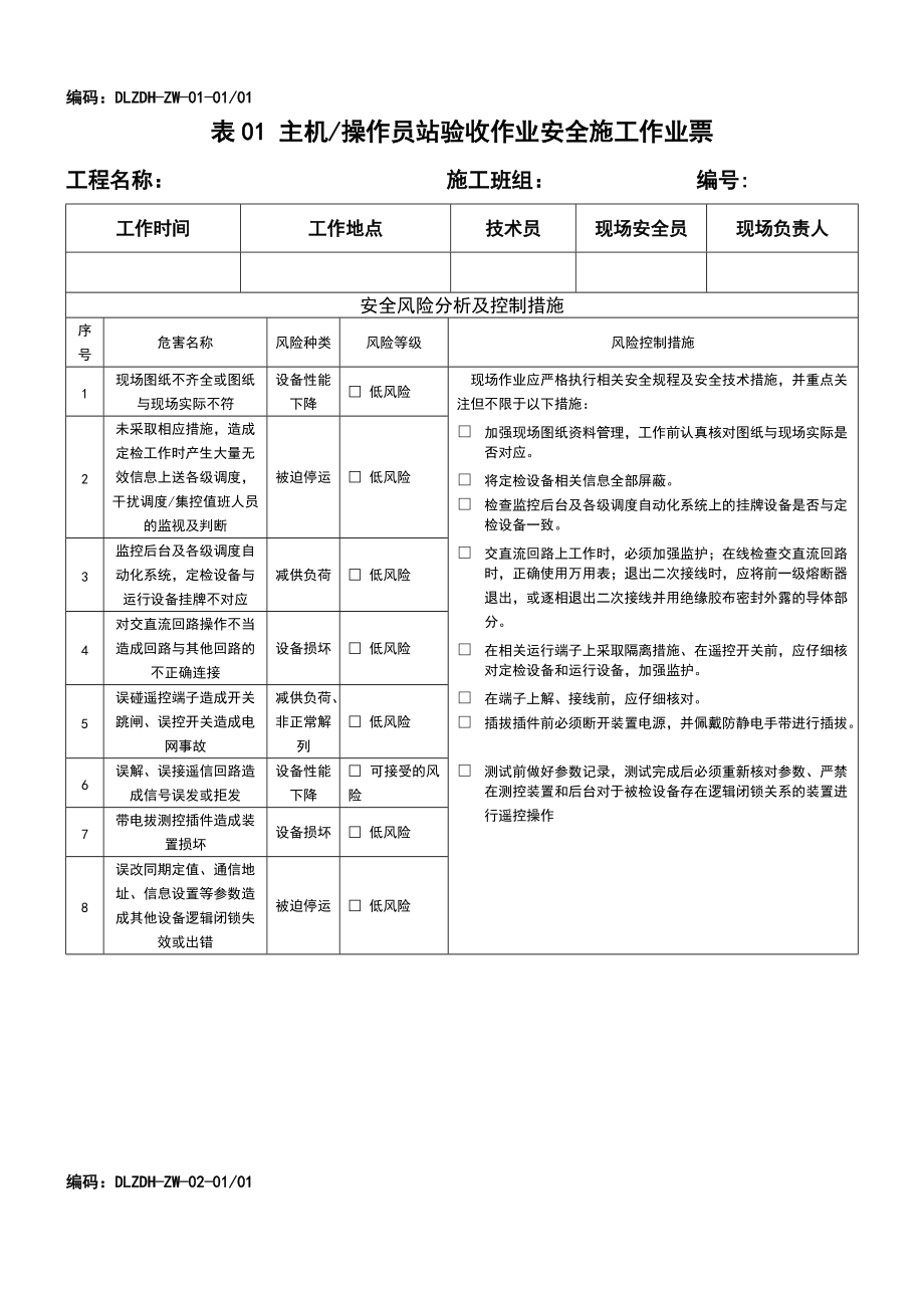 变电站综合自动化安全施工作业票最新修订版(最后定稿)_第1页