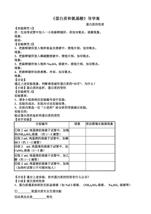 蘇教版高中化學(xué)《蛋白質(zhì)和氨基酸》導(dǎo)學(xué)案