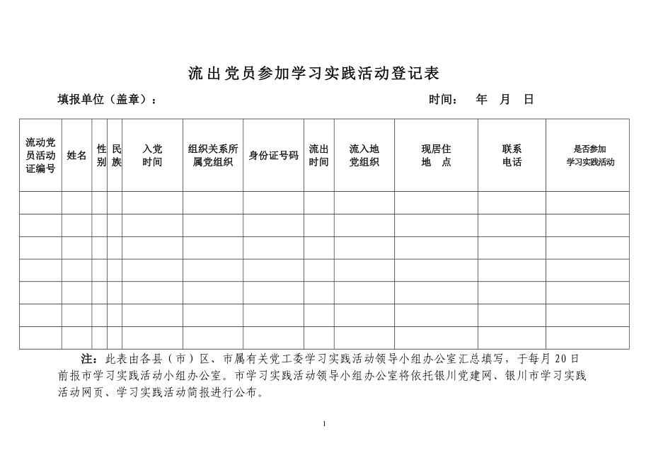 流动党员参加学习实践活动登记表_第1页