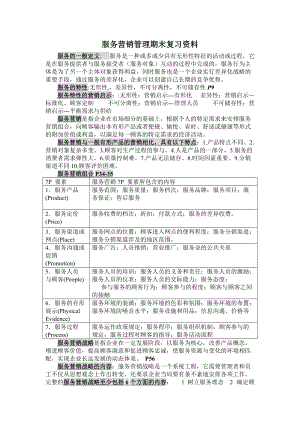 服务营销管理期末复习资料