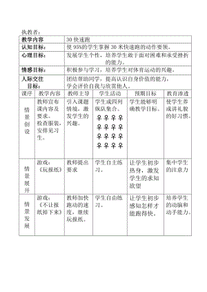 小學(xué)體育《30米快速跑》教案