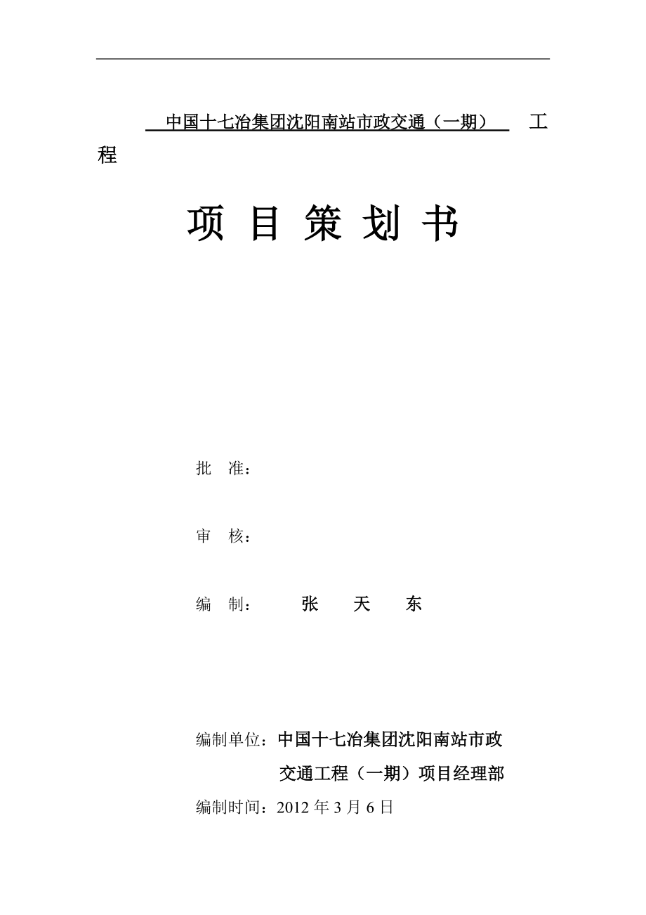 沈阳南站项目策划书最终版_第1页
