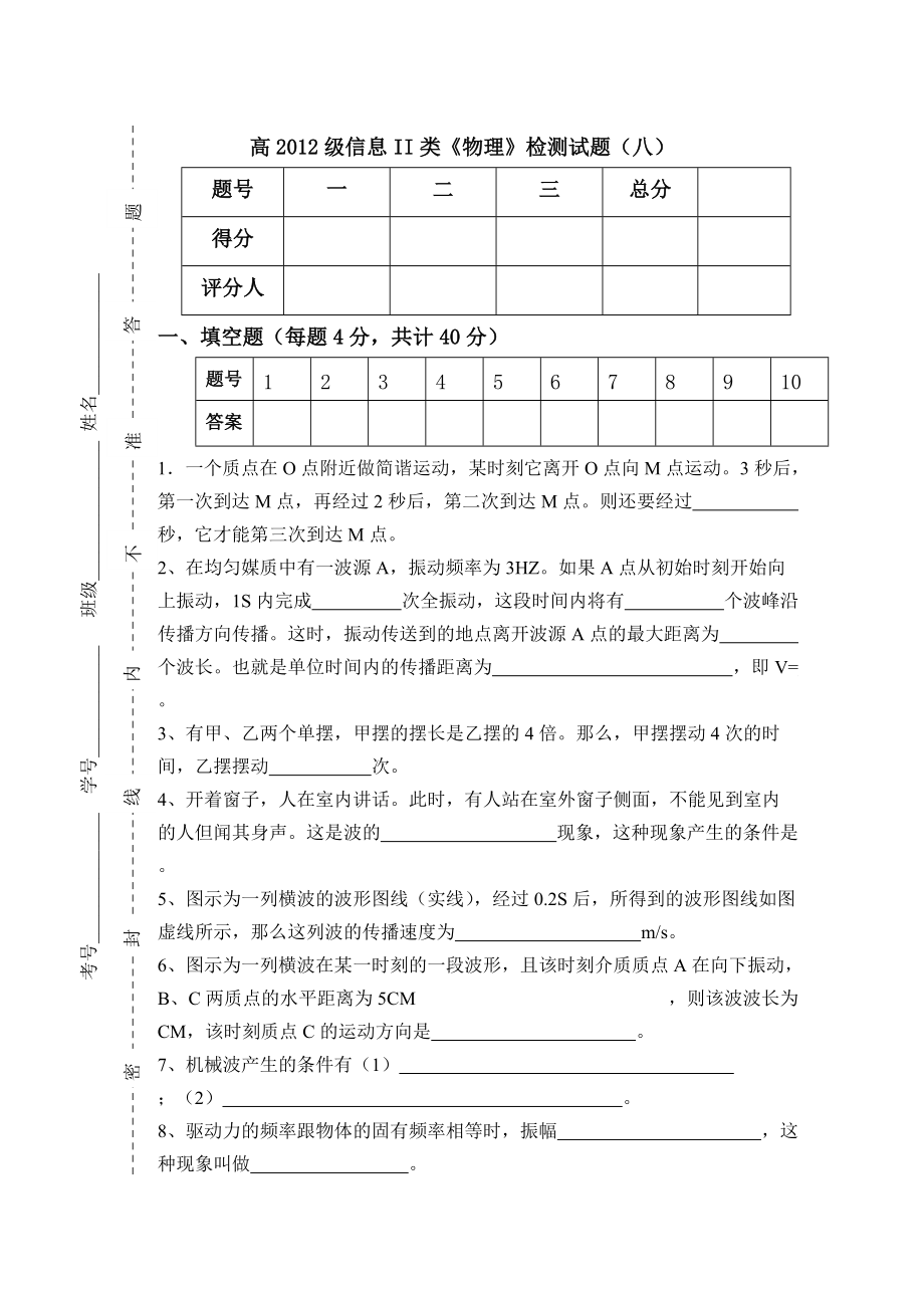 高级信息II类(机械振动、机械波)_第1页