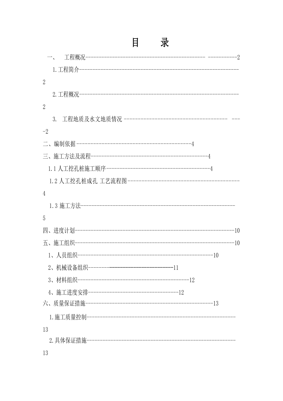 经济实用住房工程人工挖孔桩施工方案#广东_第1页