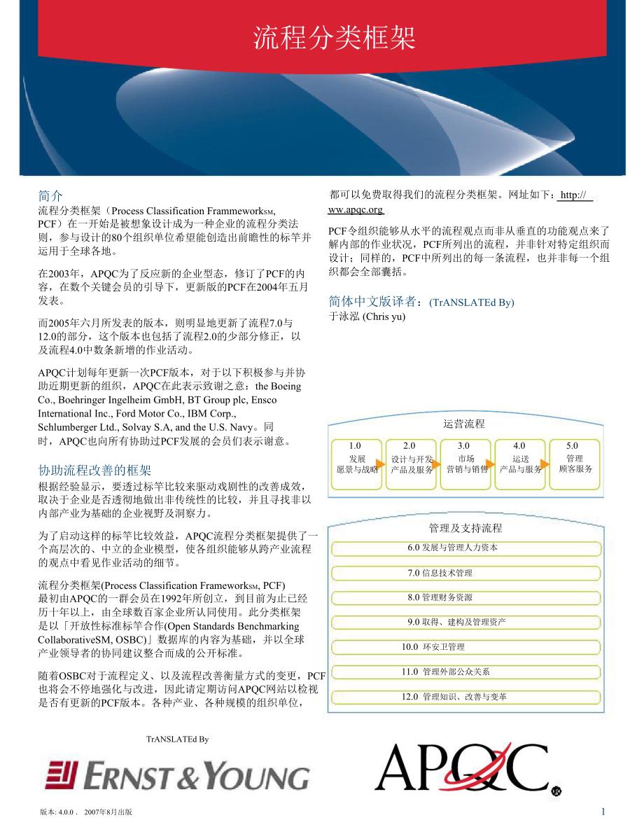 APQC的流程分类框架介绍_第1页