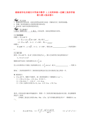 湖南省懷化市湖天中學(xué)高中數(shù)學(xué) 1.2應(yīng)用舉例-④解三角形學(xué)案 新人教A版必修