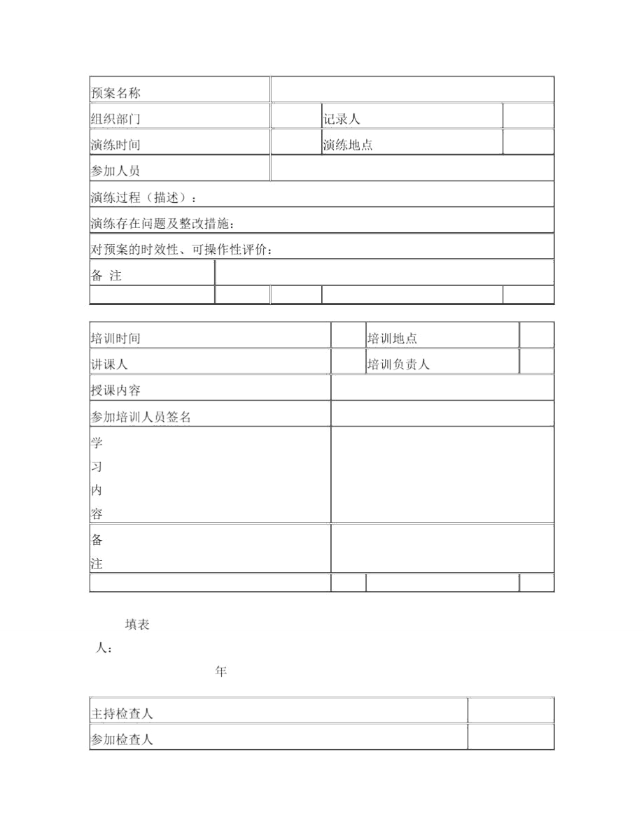 安全应急演练记录表_第1页