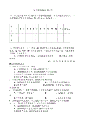 《樹(shù)立團(tuán)隊(duì)精神》測(cè)試題02