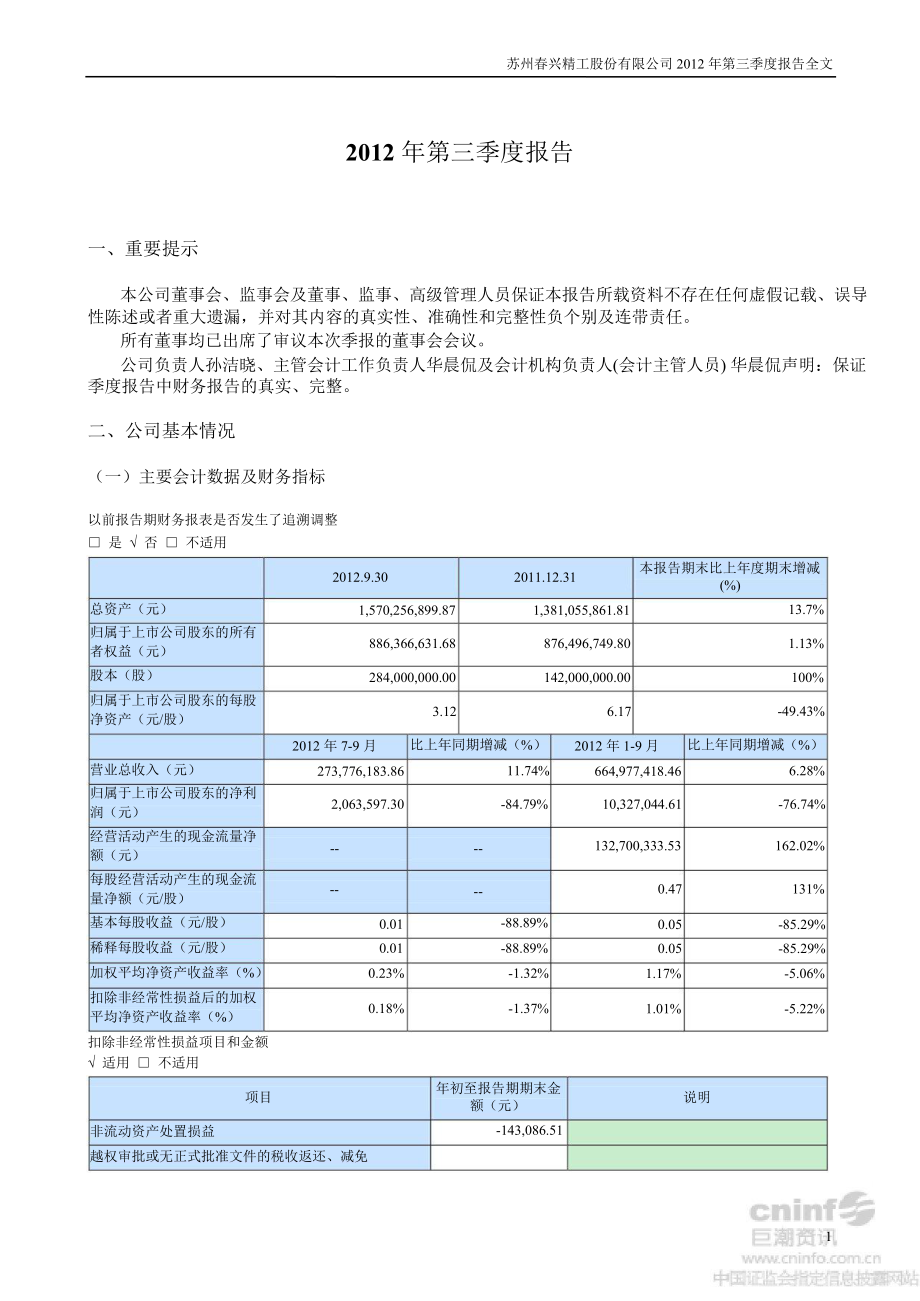 興精工：第三季度報告全文_第1頁