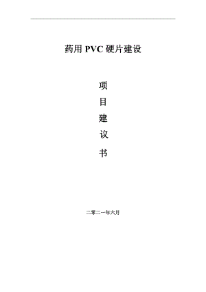 药用PVC硬片项目项目建议书写作范本