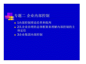 財(cái)務(wù)風(fēng)險(xiǎn)管理專題二 企業(yè)內(nèi)部控制