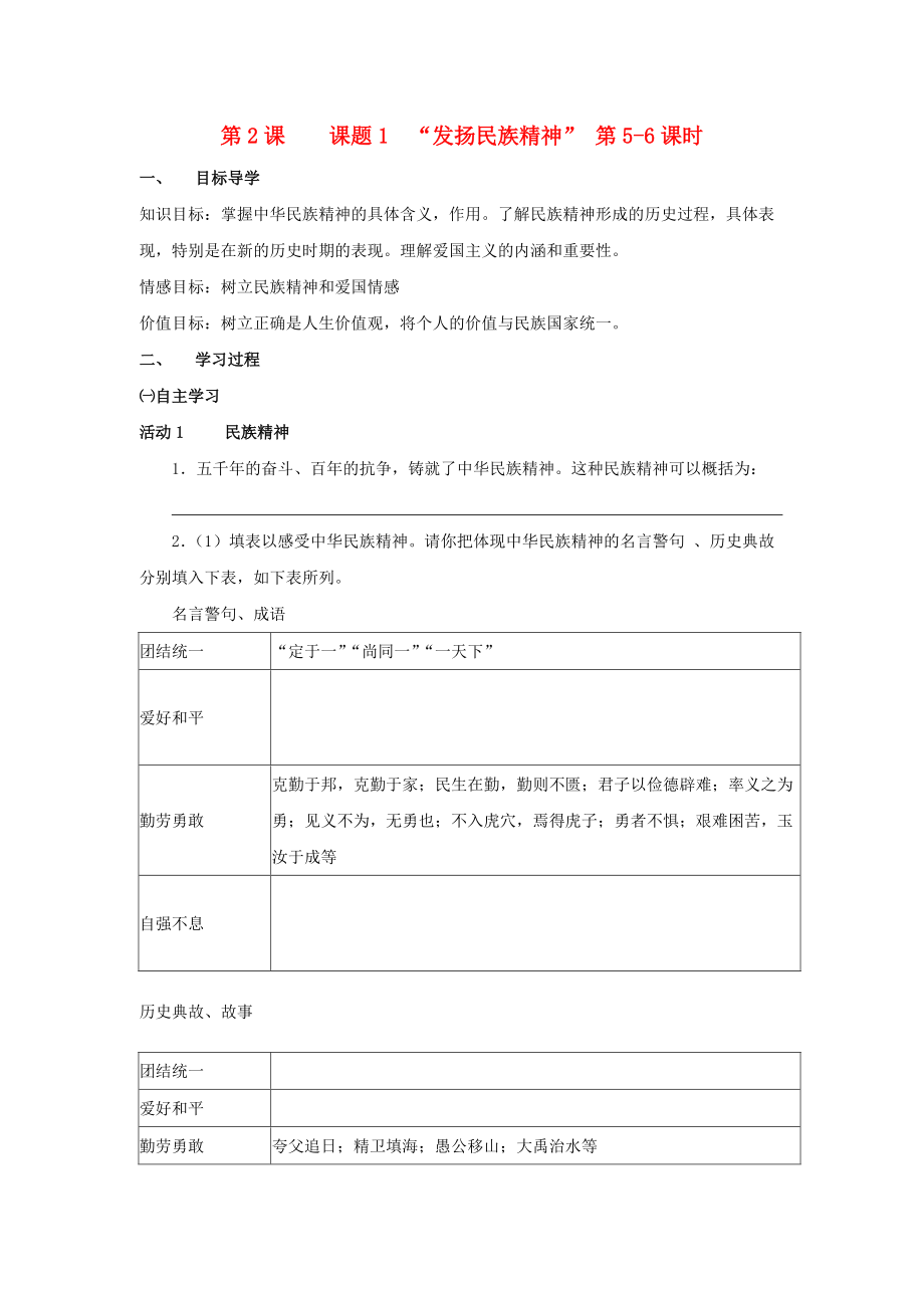 湖南省長沙初中九年級政治全冊 第2課 歷史的昭示導(dǎo)學(xué)案_第1頁