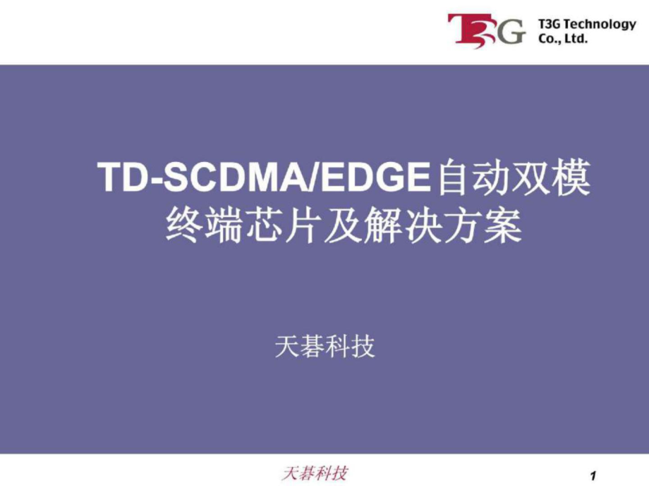 T3GTDSCDMAEDGE自动双模终端芯片及解决方案_第1页