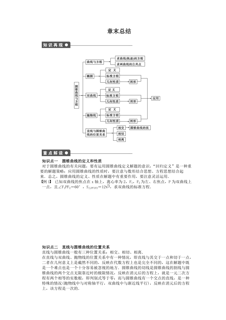 蘇教版數(shù)學(xué)選修2-1：第2章 圓錐曲線與方程 第2章章末總結(jié) 課時(shí)作業(yè)（含答案）_第1頁(yè)