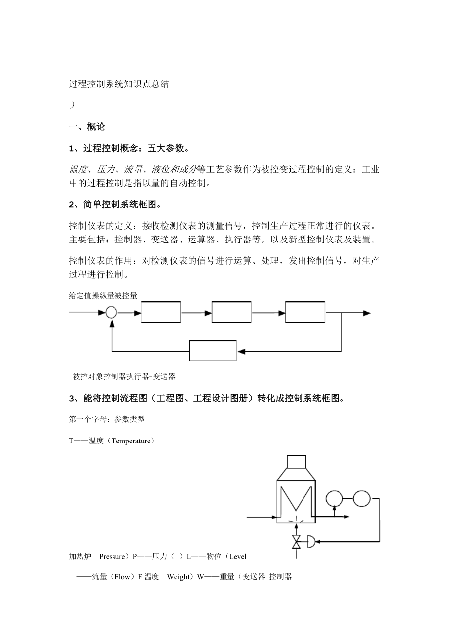 過程控制系統(tǒng) 復(fù)習(xí)總結(jié)!_第1頁(yè)