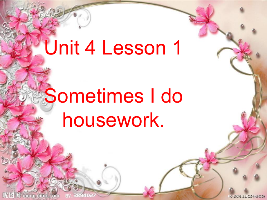 山科版小学英语四年级下册Unit 4 Lesson 1 Sometimes I do housework课件1_第1页