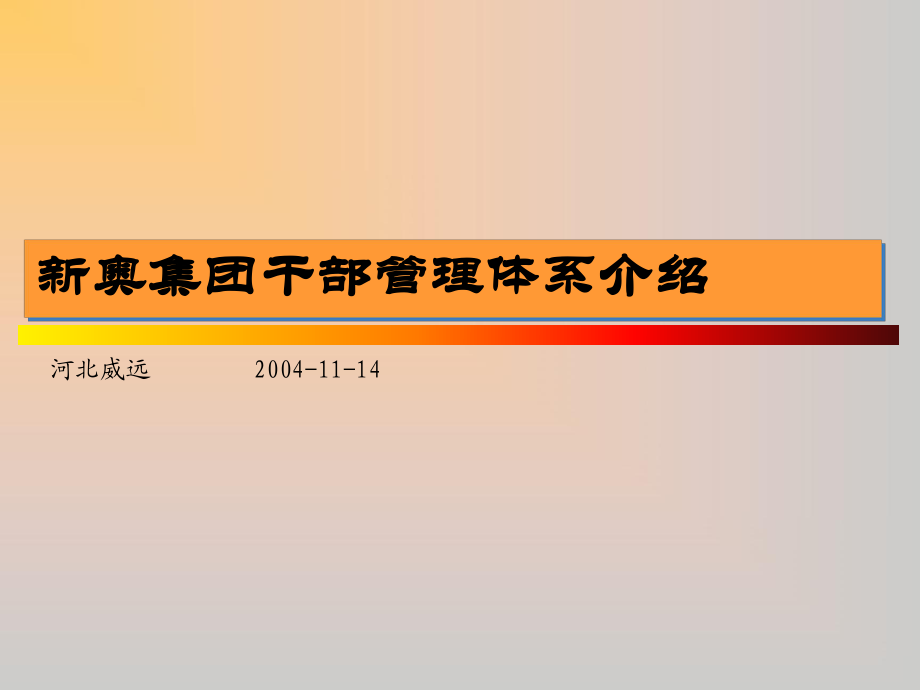 IBM新奥燃气控股集团—新奥干部管理体系20041030_第1页