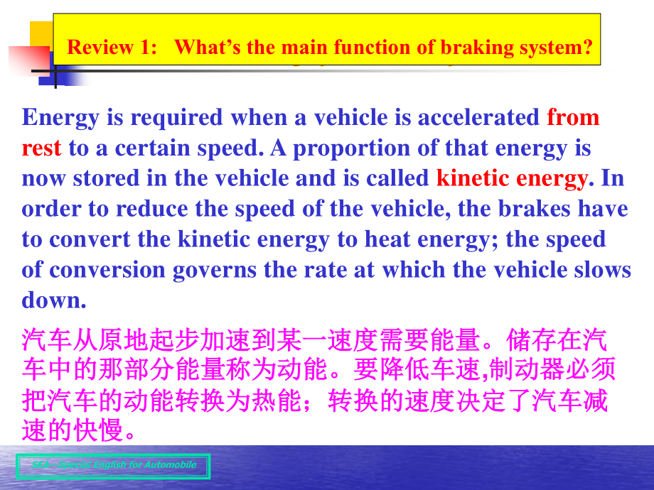 汽车专业英语(幻灯片)chapter 4 braking system_第1页