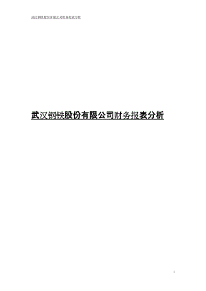 武汉钢铁股份有限公司财务报表分析