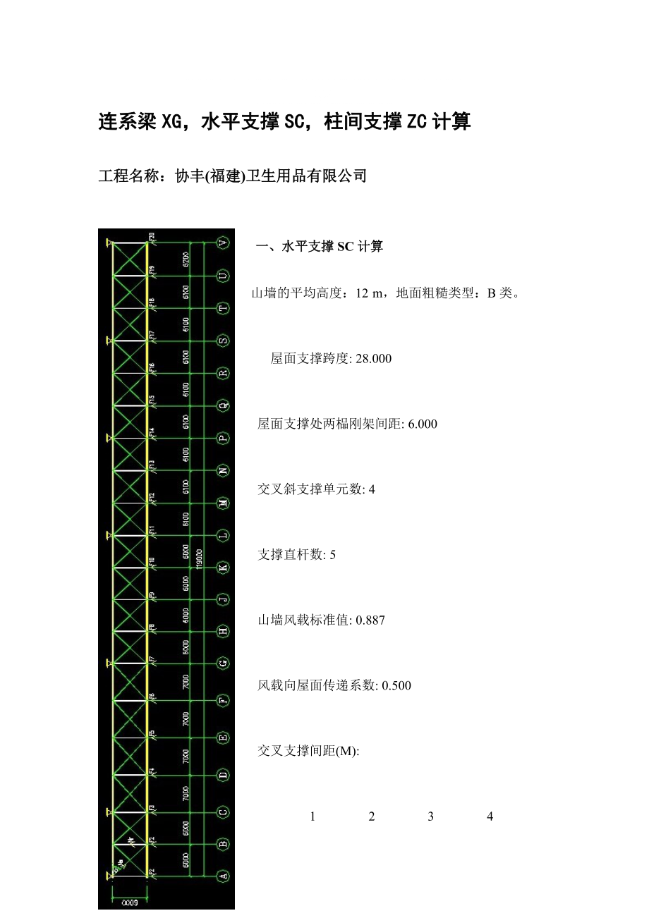 [最新]连络梁XG、屋面水平支撑SC、柱间支撑ZC计算(协丰)_第1页