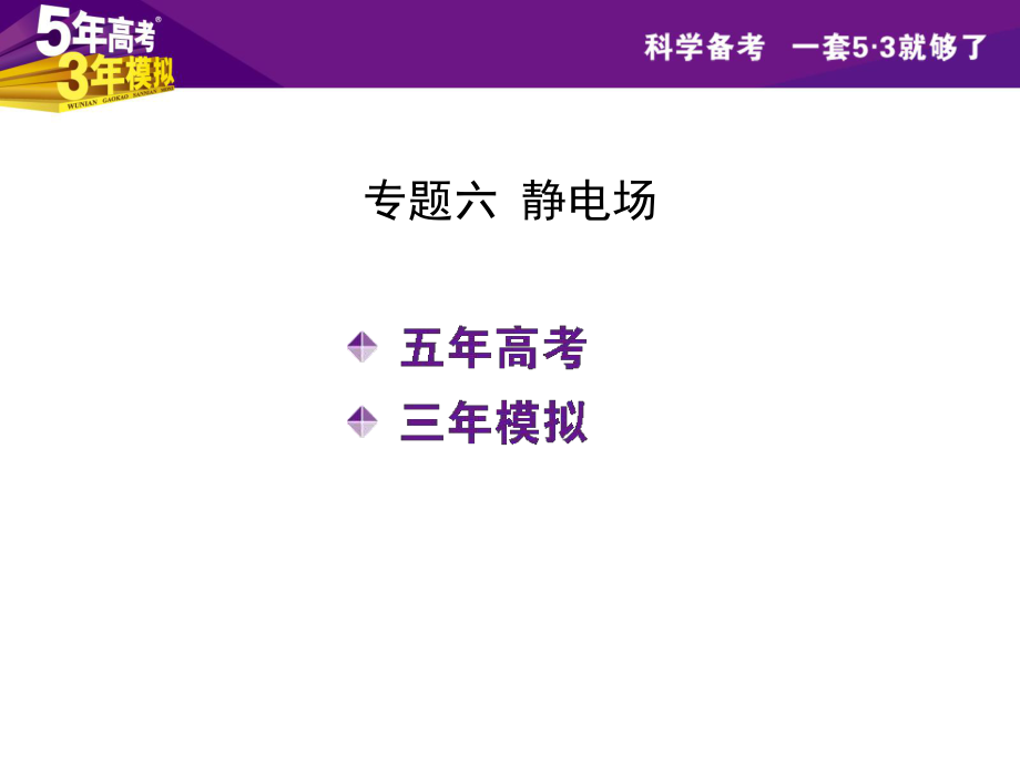 【5年高考3年模擬】2016屆高三物理一輪復習（浙江專用課件）專題六靜電場（共157張PPT）_第1頁