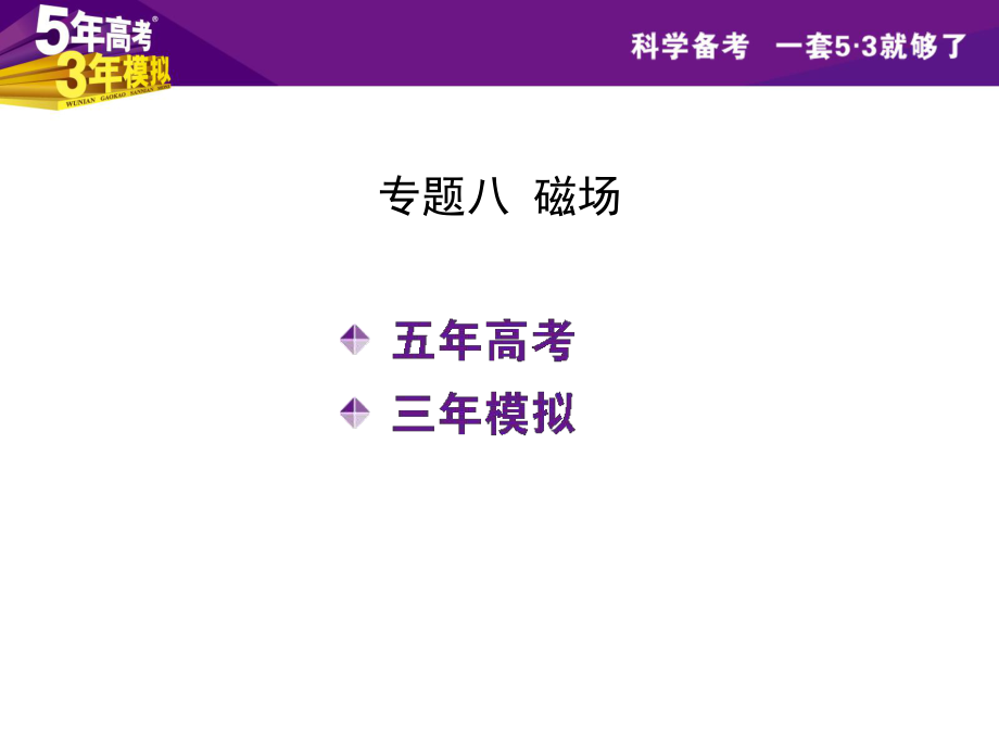 【5年高考3年模擬】2016屆高三物理一輪復習（浙江專用課件）專題八磁場（共234張PPT）_第1頁