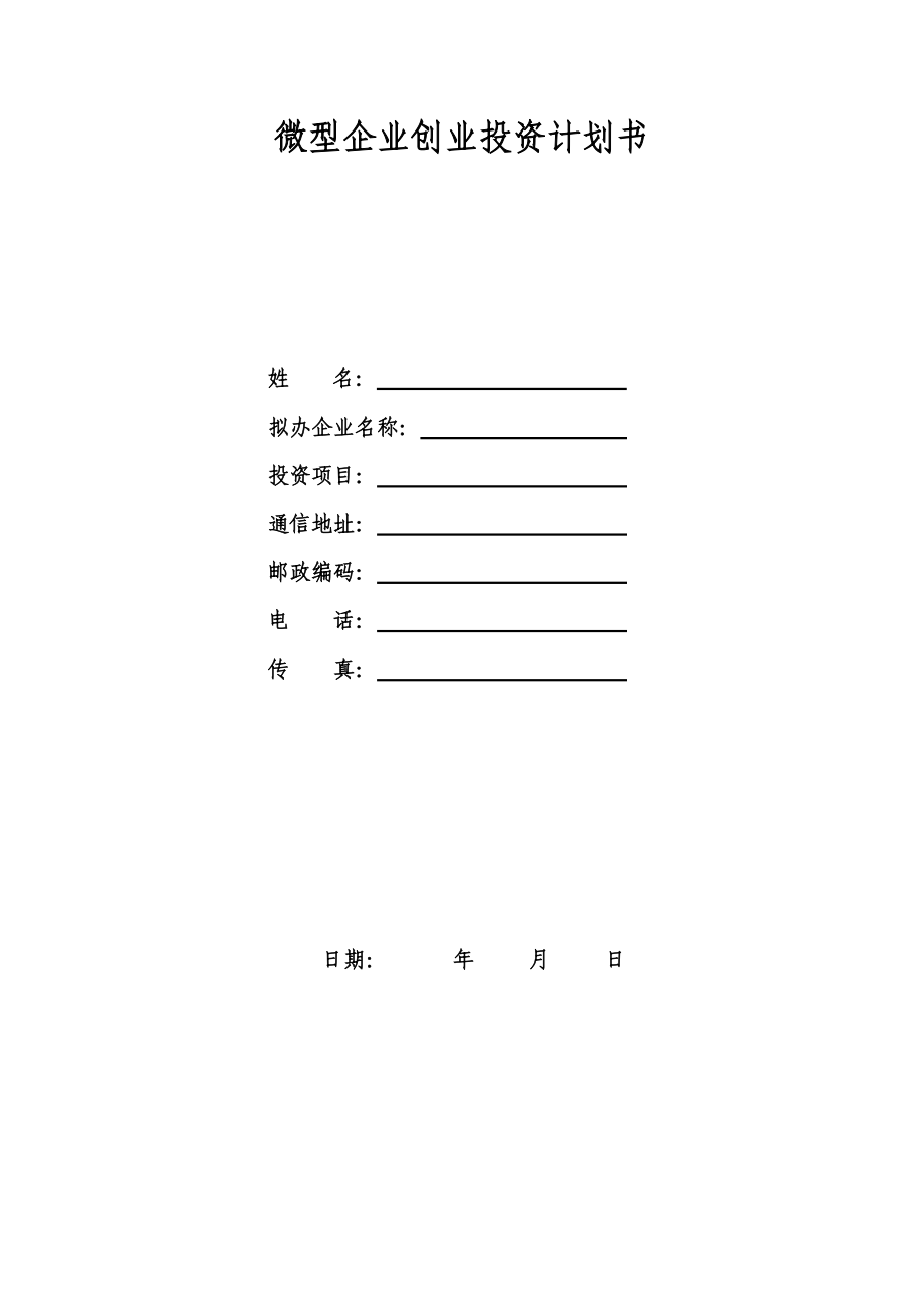 8微型企业创业投资计划书_第1页