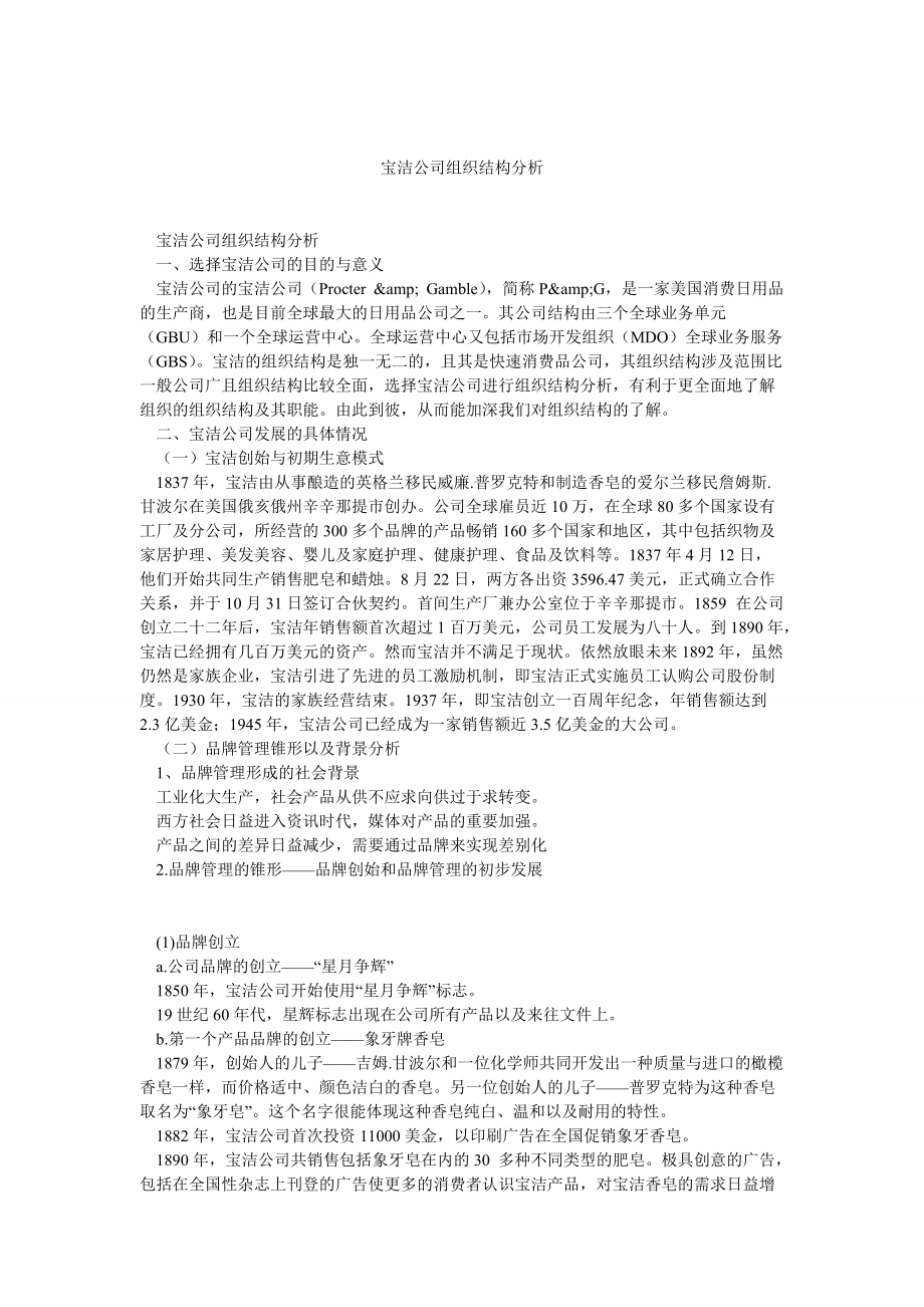 宝洁公司组织结构分析_第1页