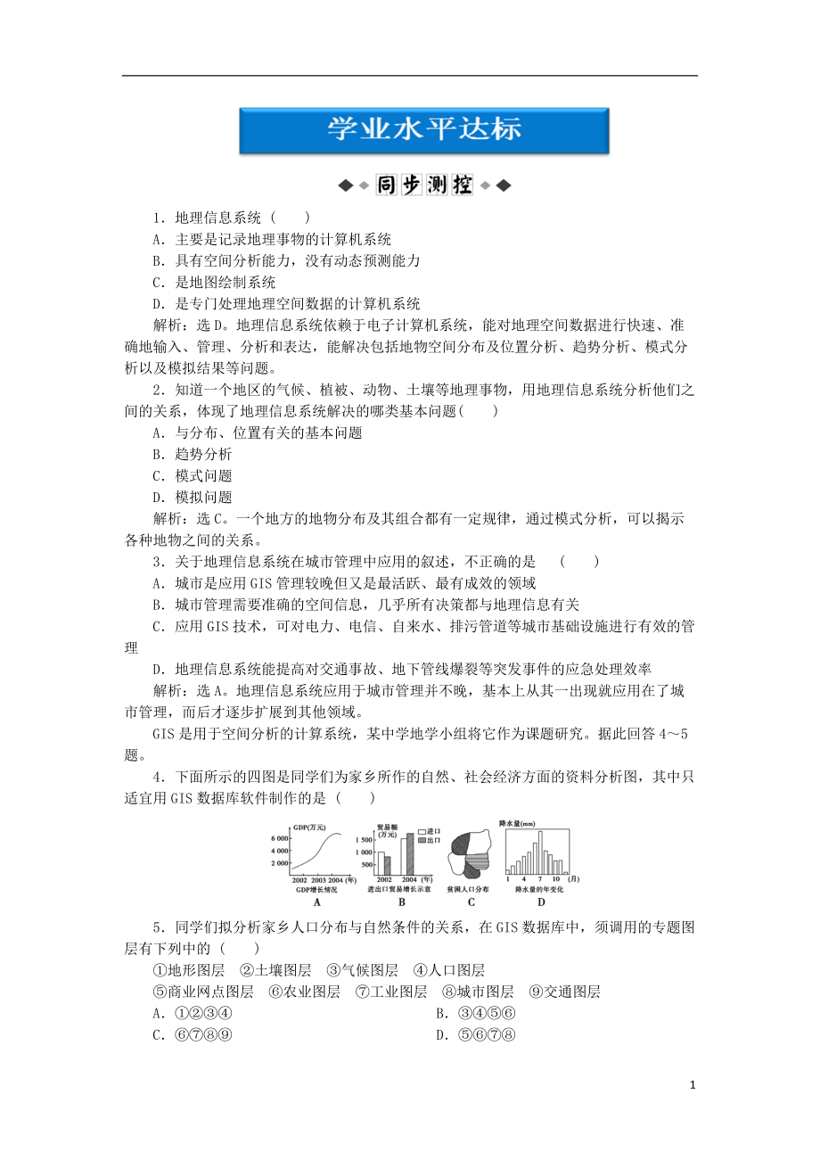 【優(yōu)化方案】2012高中地理 第三章第三節(jié)學(xué)業(yè)水平達(dá)標(biāo) 中圖版必修3_第1頁