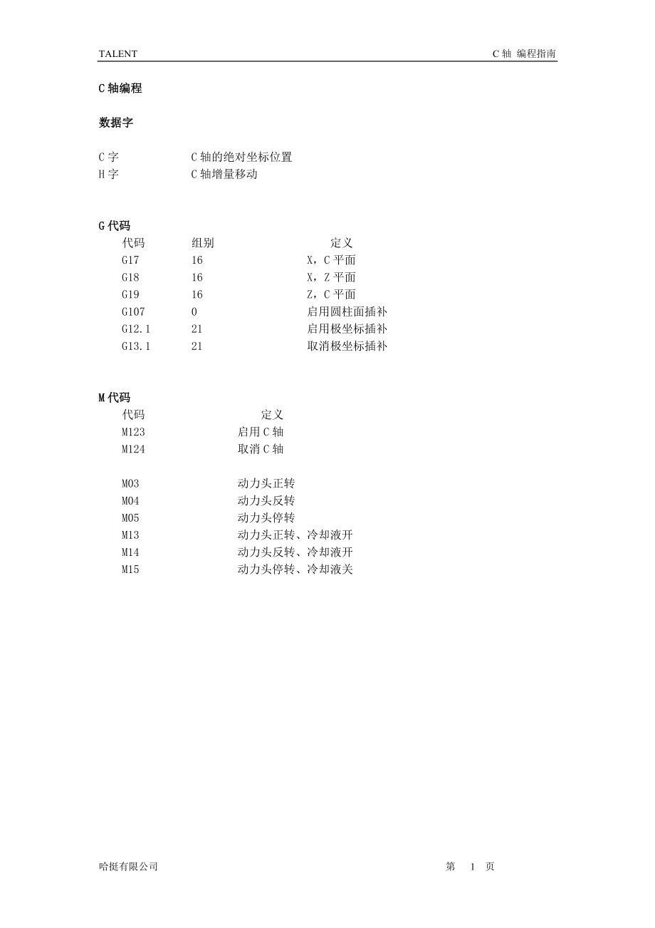 TALENTC轴编程手册_第1页