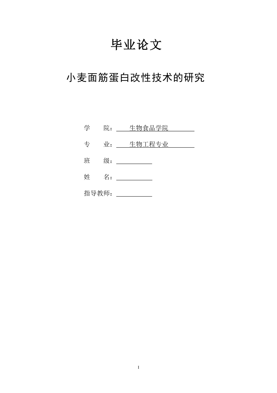 小麦面筋蛋白改性技术的研究_第1页