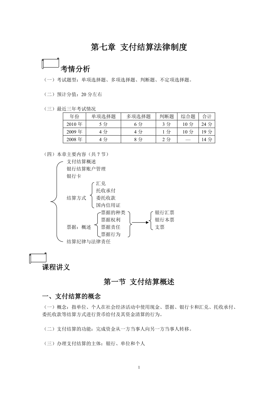 第七章 支付結(jié)算法律制度 (學(xué)員) 講義_第1頁