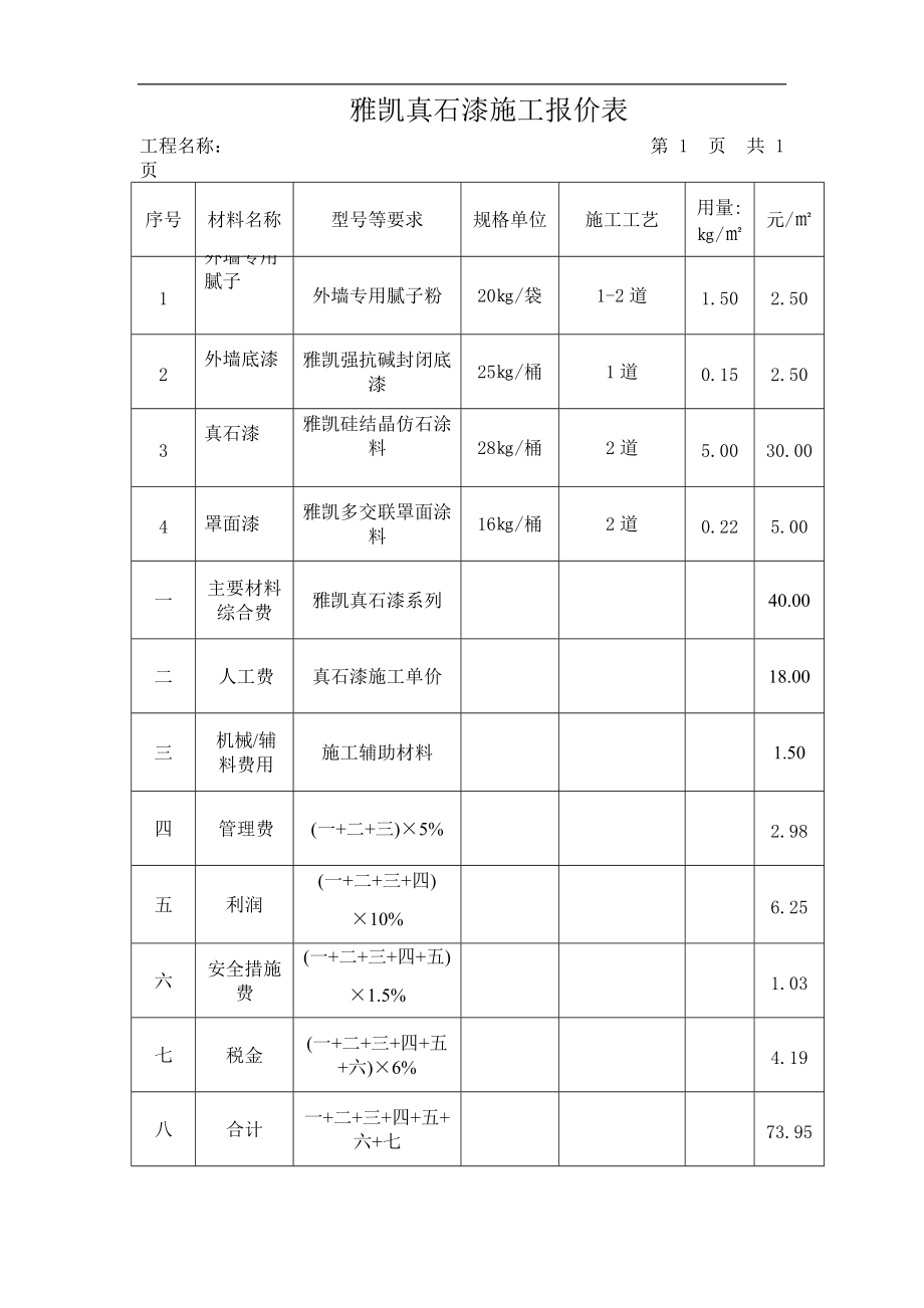 杜雅特效漆价格表图片