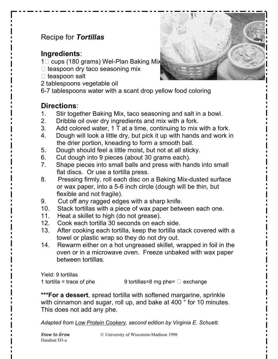 Recipe for TortillasUniversity of Wisconsin–Madison_第1页