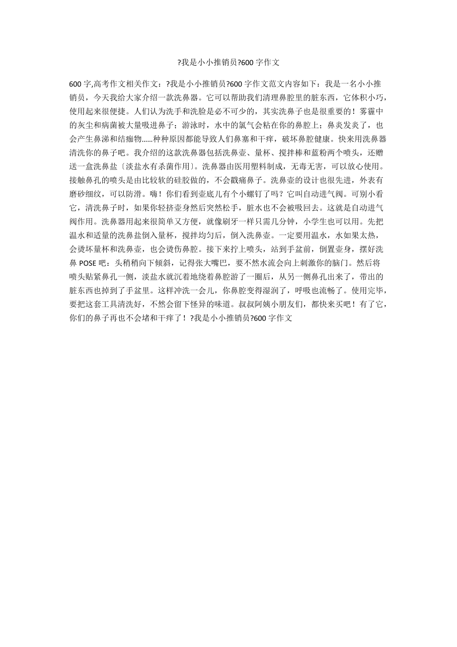 《我是小小推销员》600字作文_第1页