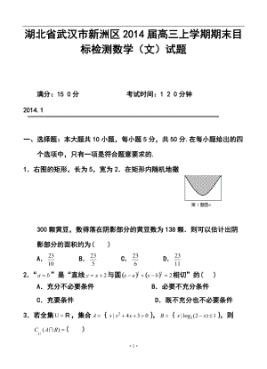 武汉市新洲区高三上学期期末目标检测文科数学试题及答案