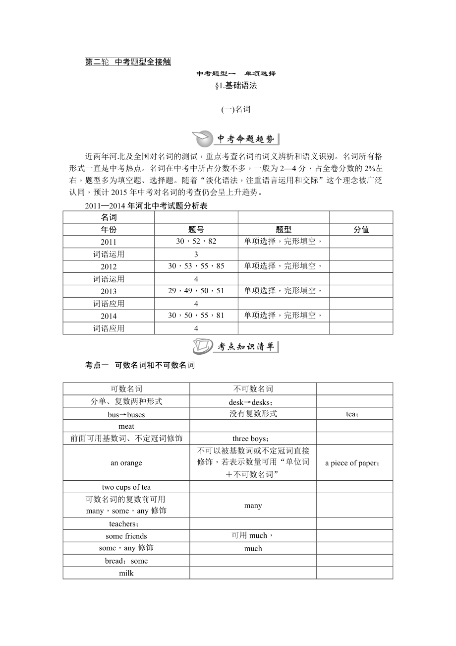 【中考題型全接觸】精講精練：中考題型一　單項(xiàng)選擇_第1頁(yè)